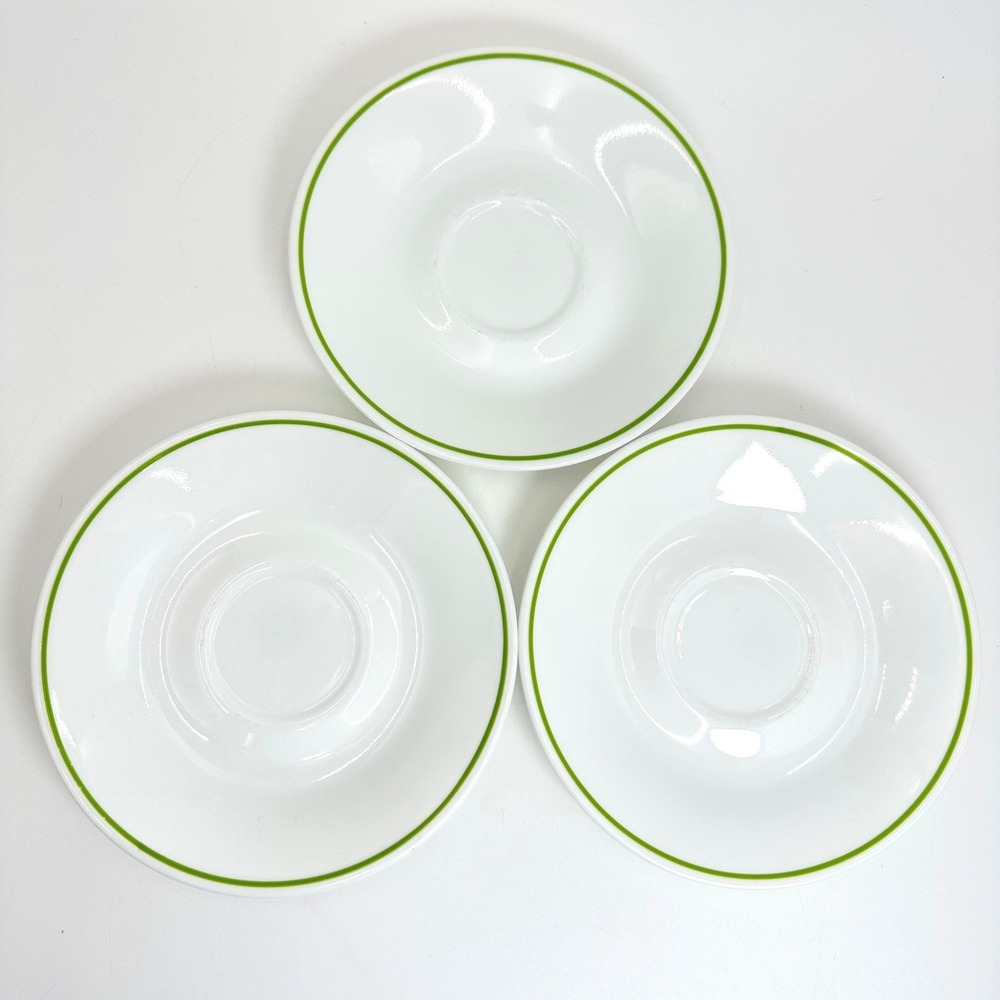 Vtg Corelle Replacement Saucers Green Band Wildflower Meadow Strawberry Set 3
